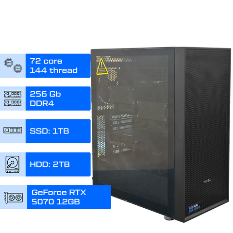 Двопроцесорна робоча станція ALFA Server 389 / 2x Intel Xeon Platinum 8368 / RAM 256GB / SSD 1TB / HDD 2TB / GeForce RTX 5070 12GB 0389 фото