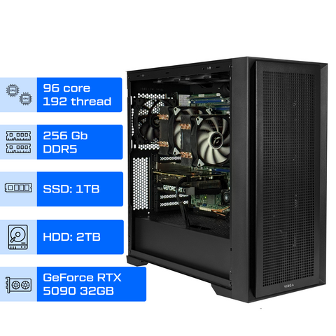 Двопроцесорна робоча станція ALFA Server 512 / 2x Intel Xeon Platinum 8460 / RAM 256GB / SSD 1TB / HDD 2TB / GeForce RTX 5090 32GB 0512 фото
