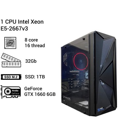 Робоча станція Alfa Server #15 Intel Xeon E5-2667v3, 8 ядер, 16 потоки, ОЗУ 32 GB, GeForce GTX 1660 6GB 0015 фото