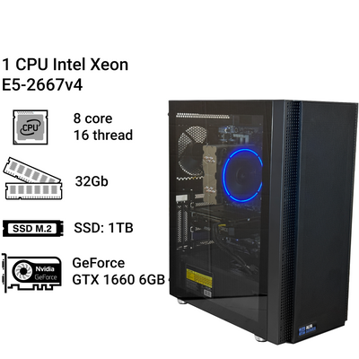 Робоча станція Alfa Server #15 Intel Xeon E5-2667v4, 8 ядер, 16 потоки, ОЗУ 32 GB, GeForce GTX 1660 6GB 0015 фото