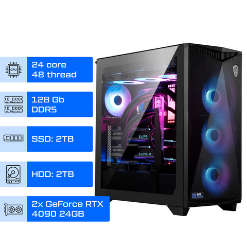 Робоча станція ALFA Pro 440 / AMD Ryzen Threadripper 7960X / RAM 128GB / SSD 2TB / HDD 2TB / 2x GeForce RTX 4090 24GB 0440 фото