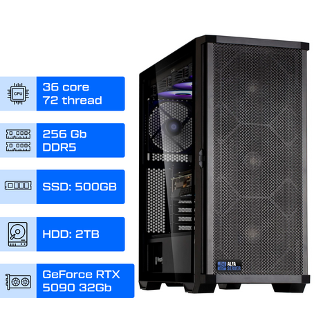 Robocha stanciya ALFA 513 / Intel Xeon w9-3475x / RAM 256GB / SSD 500GB / HDD 2TB /  GeForce RTX 5090 32GB 0513 фото