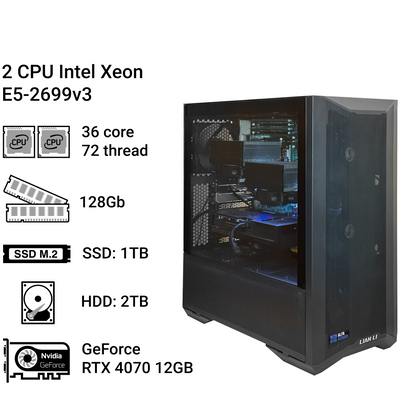 Двопроцесорна робоча станція #153 Intel Xeon E5-2699v3, 128GB, GeForce RTX 4070 12GB 0153 фото
