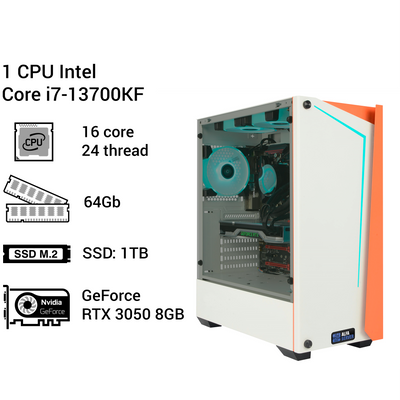 Робоча станція Alfa Server #180 Core i7-13700KF, 16 ядер, 24 потоків, 64 ОЗП, GeForce RTX 3050 8GB 0180 фото