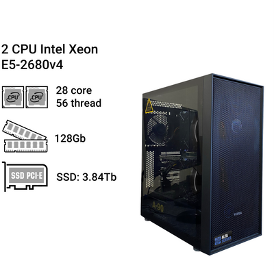Cервер #230 Alfa Server, 2х Xeon E5-2680v4, 28 ядер, 56 потоків, 128Gb ОЗП 0230 фото