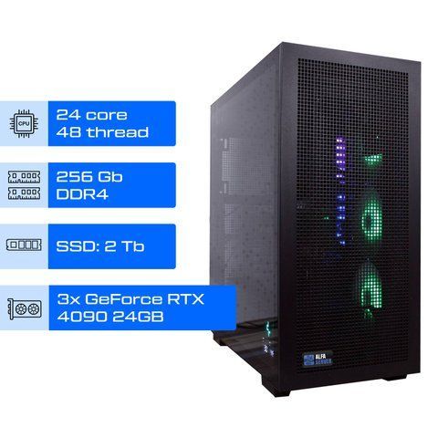 Сервер GPU for AI / ALFA Server Tower 1308 / AMD EPYC 7402P / RAM 256GB / SSD 2TB / 3х GeForce RTX 4090 24GB  01408 фото