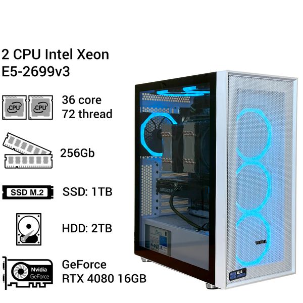 Двухпроцессорная рабочая станция #154 Intel Xeon E5-2699v3, 256GB, GeForce RTX 4080 16GB 0154 фото