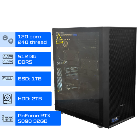Двопроцесорна робоча станція ALFA Server 516 / 2x Intel Xeon Platinum 8490 / RAM 512GB / SSD 1TB / HDD 2TB / GeForce RTX 5090 32GB 0516 фото