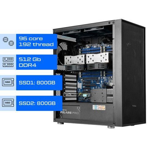 Сервер Dual ALFA Server Tower 1154 / 2х AMD EPYC 7642 / RAM 512GB / 2х SSD 800GB / int video 01251 фото
