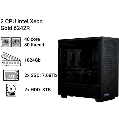 Cервер #231 Alfa Server, 2х Xeon Gold 6242R, 40 ядер, 80 потоків, 1024Gb ОЗП, 2x HDD 8Tb 0231 фото