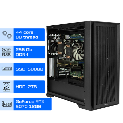 Двухпроцессорная рабочая станция ALFA Server 233 / 2x Intel Xeon E5-2699v4 / RAM 256GB / SSD 500GB / HDD 2TB / GeForce RTX 5070 0233 фото