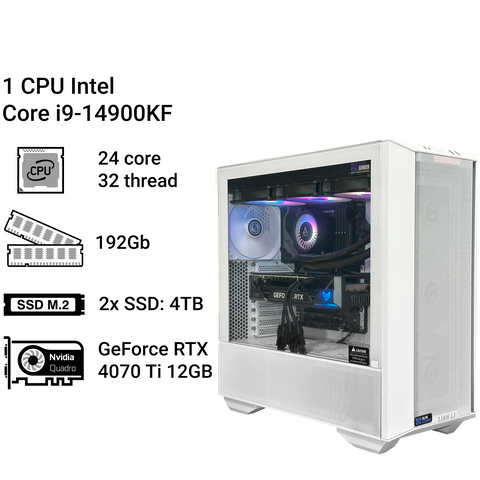 Робоча станція Alfa Server #185 Core i9-14900KF, 24 ядра, 32 потока, 192 ОЗП, GEFORCE RTX 4070Ti 12GB 0185 фото