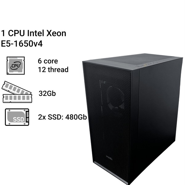 Сервер (25 - 30 користувачів) Alfa Server #131, Intel Xeon E5-1650v4, 32ГБ ОЗП 0131 фото