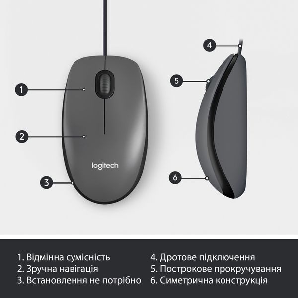 Мышь Logitech M100 USB Black (910-006652) 10033 фото