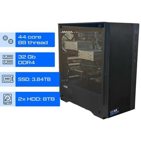 Сервер Dual ALFA Tower 938 / 2х Intel Xeon E5-2699v4 / RAM 32GB / SSD 3.84TB / 2x HDD 8Tb / int video 00928 фото