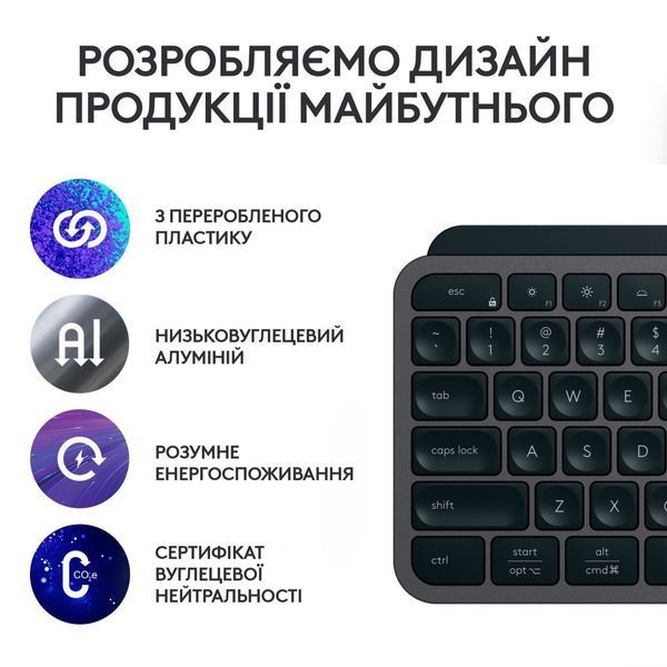 Клавиатура Logitech MX Keys S Wireless UA Graphite (920-011593) 110054 фото