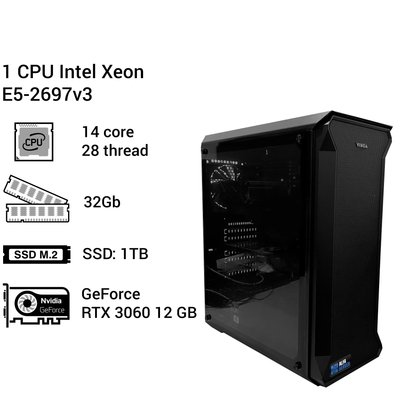 Робоча станція Alfa Server #53 Intel Xeon E5 2697v3, 28 потоків, ОЗУ 32 GВ, RTX 3060 12Gb 0053 фото