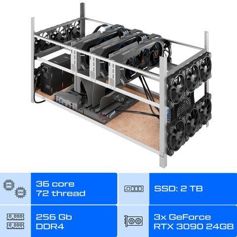 Сервер GPU for AI / ALFA Server 1323 / AMD EPYC 7742 / RAM 256GB / SSD 2TB / 3х GeForce RTX 3090 24GB 01423 фото