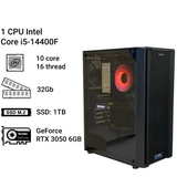 Робоча станція Alfa Server #243 Core i5-14400F, 10 ядер, 16 потоків, 32 ОЗП, GeForce RTX 3050 6GB 0243 фото