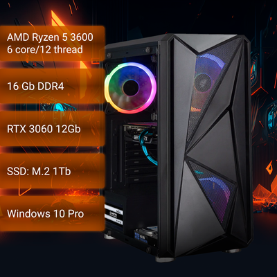 Комп'ютер Hornet #116 AMD Ryzen 5 3600, 6 ядер 12 потоків, 16 ОЗУ, GeForce RTX3060 12Gb 0116 фото