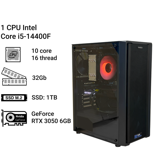 Рабочая станция Alfa Server #243 Core i5-14400F, 10 ядер, 16 потоков, 32 ОЗУ, GeForce RTX 3050 6GB 0243 фото