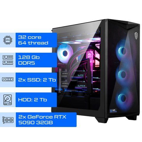 Робоча станція ALFA Pro 523 / AMD Ryzen Threadripper 7970X / RAM 128GB / SSD 2TB / 2х GeForce RTX 5090 32GB 0523 фото