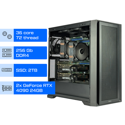 Двухпроцессорная рабочая станция AI ALFA Server 305 / 2х Intel Xeon Gold 6154 / RAM 256GB / SSD 2TB / 2x GeForce RTX 4090 24GB 0305 фото