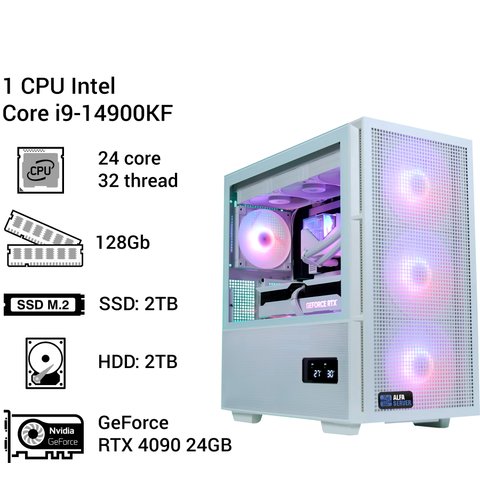 Рабочая станция Alfa Server #195 Core i9-14900KF, 24 ядра, 32 потока, 128 ОЗУ, GeForce RTX 4090 24GB 0195 фото