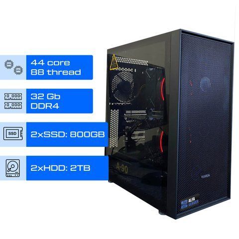 Сервер Dual ALFA Tower 822 / 2х Intel Xeon E5-2699v4 / RAM 32GB / 2x SSD 800GB / 2x SSD 2TB / int video 00812 фото