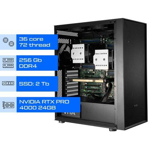 Двопроцесорна робоча станція ALFA Server 349 / 2x Intel Xeon Gold 6154 / RAM 256GB / SSD 2TB / Nvidia RTX PRO 4000 Blackwell 24GB 0349 фото