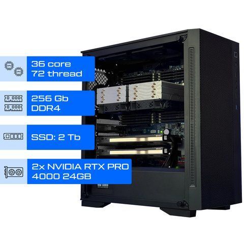 Сервер GPU Dual ALFA Tower 723 / 2х Intel Xeon Gold 6254 / RAM 256GB / SSD 2TB / 2x Nvidia RTX PRO 4000 Blackwell 24GB 01144 фото
