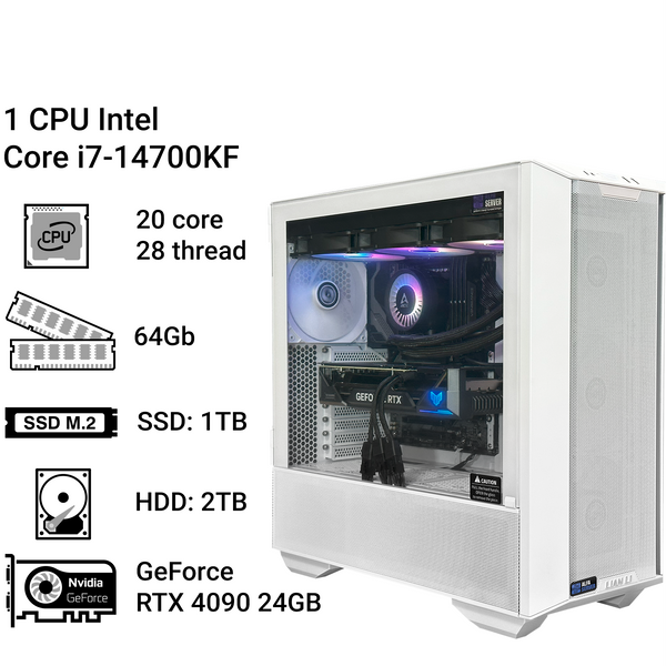 Робоча станція Alfa Server #306 Core i7 14700KF, 20 ядер, 28 потоків, ОЗП 64 GB, GeForce RTX 4090 24GB 0306 фото