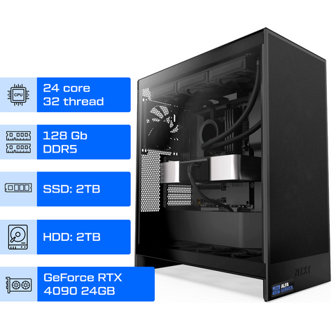 Рабочая станция ALFA 307 / Intel Core i9-14900KF / RAM 128GB / SSD 2TB / HDD 2TB / GeForce RTX 4090 24GB 0307 фото