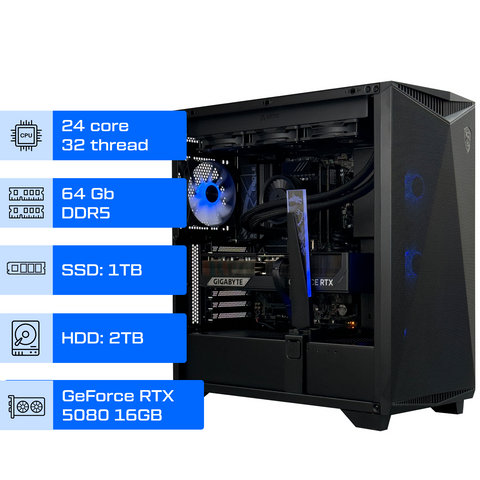 Рабочая станция ALFA 482 / Intel Core i9-14900KF / RAM 64GB / SSD 1TB / HDD 2TB / GeForce RTX 5080 16GB 0482 фото