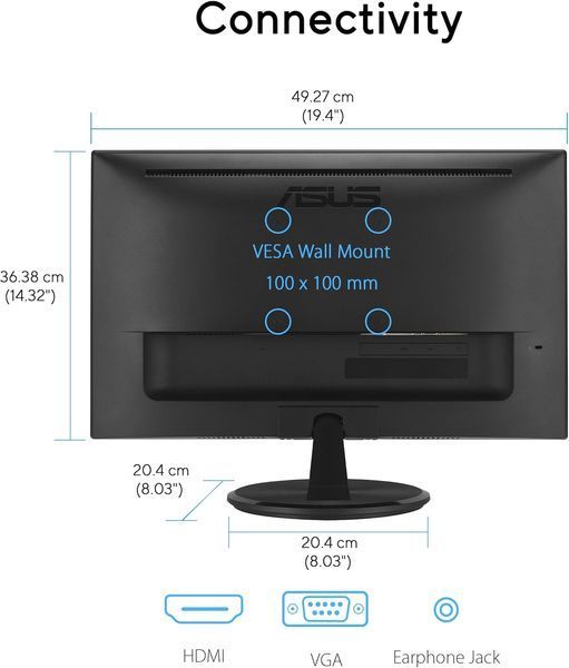 Монитор Asus 21.45" VP227HF (90LM0880-B01O71) VA Black 100Hz 100407 фото