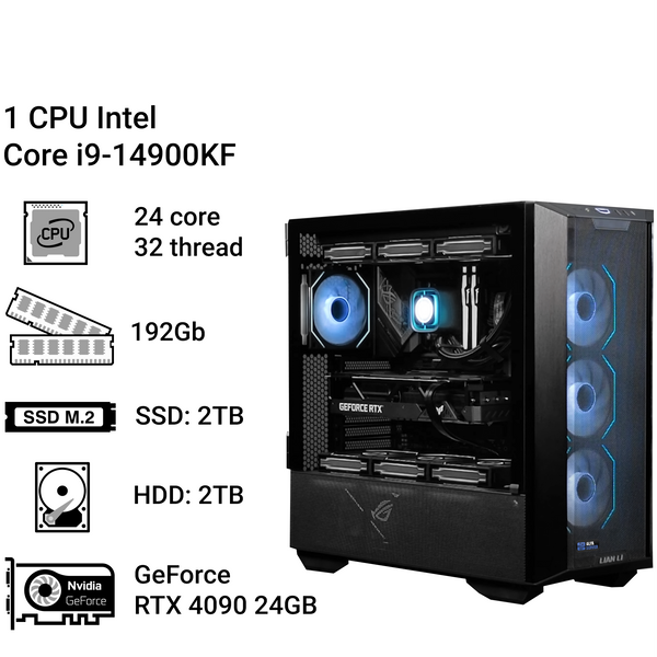 Рабочая станция Alfa Server #307 Core i9-14900KF, 24 ядра, 32 потока, 192 ОЗУ, GeForce RTX 4090 24GB 0307 фото